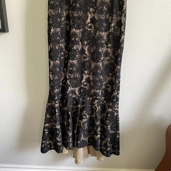 LAUREN by Ralph Lauren Black Classic Elegant Lace  Mermaid Midi Dress Size 8 - Picture 6 of 13